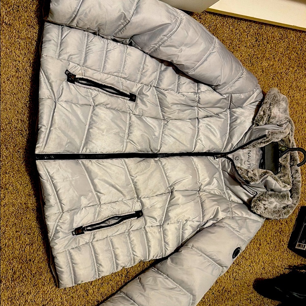 Nautica Women's Silver Puffer Jacket